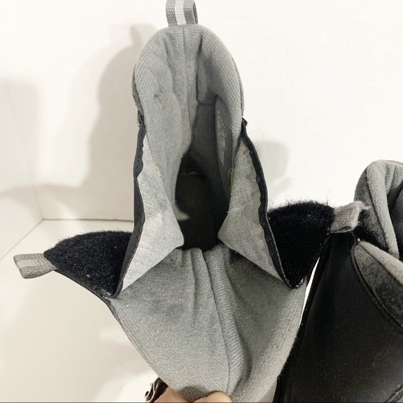 Lands End Kids Nylon Snow Weather Boots Boy Girl Black Gray Size 12M Youth ⬛️⬜️ - Picture 10 of 13